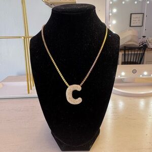 Gold Initial C Pendant Necklace